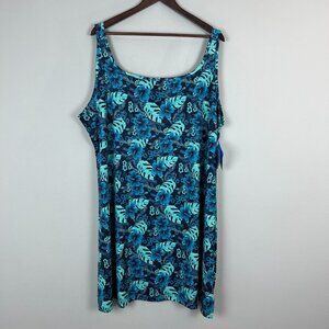 Columbia PFG Dress Women 3X Blue Floral Tropical Hawaiian Sleeveless Outdoor New